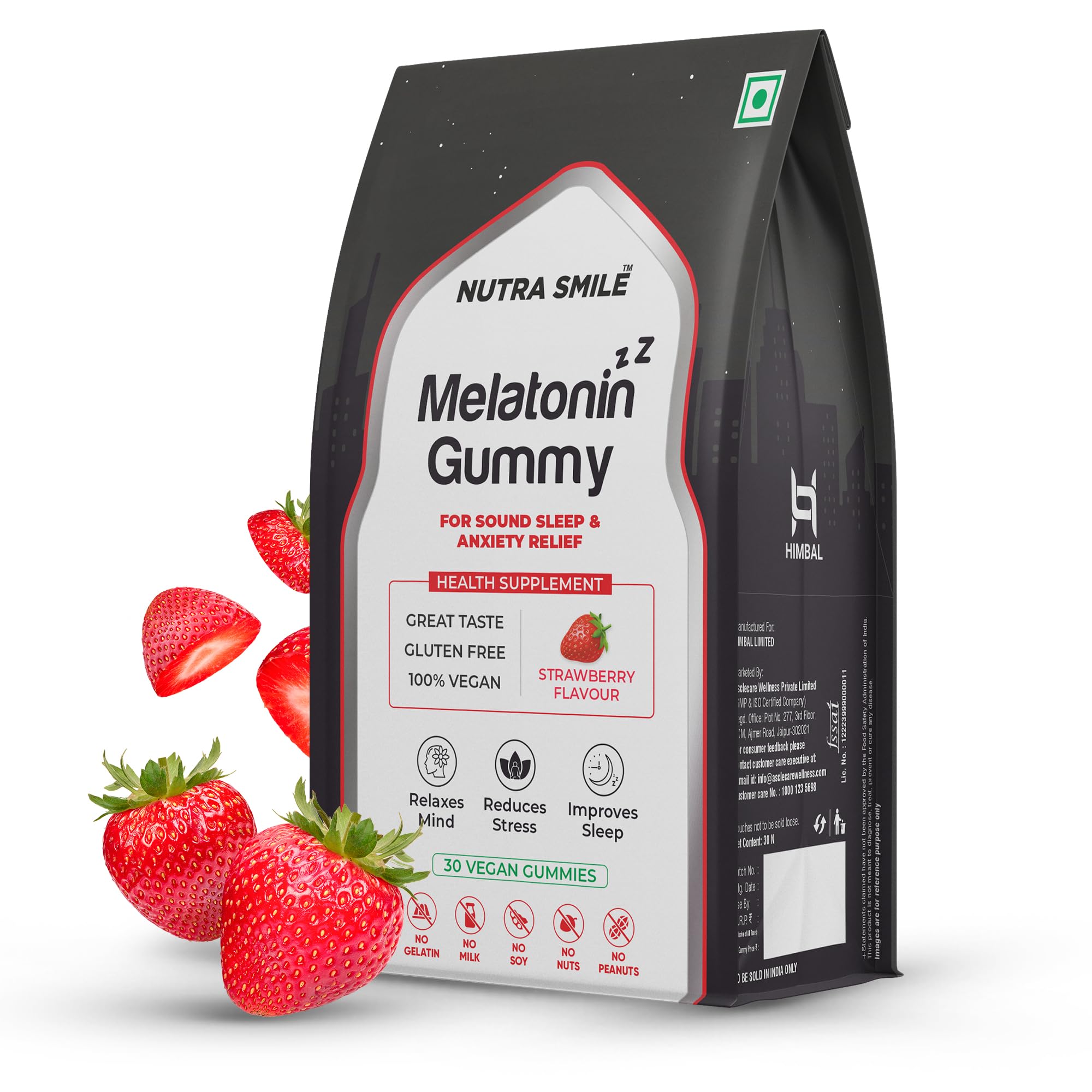 NUTRA SMILE Melatonin Gummy - 30 Vegan Gummies (5 mg) | 2 Month Pack | Strawberry Flavour | No Added Sugar | Promotes Restful Sleep for a Revitalized Morning and Enhanced Energy Levels (B0CPPR1YZ8) Amazon Price History, Amazon Price Tracker