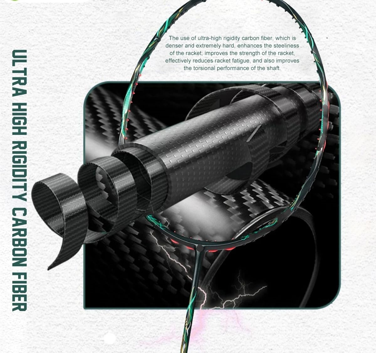 Federball Set Badmintonschläger 30LBS Carbon Fiber Wave Frame Leichter Offensivschläger