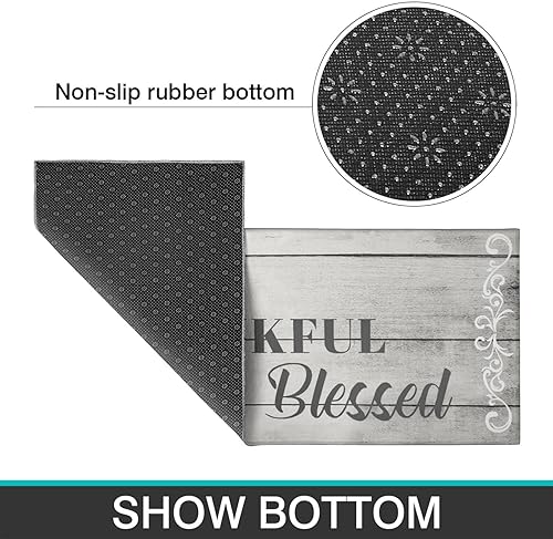 Miniatura 26 de Juego de 2 tapetes de cocina Thankful para cocinar, antideslizantes, impermeables, de pie para cocina, de 17 x 30 + 17 x 47 pulgadas, beige