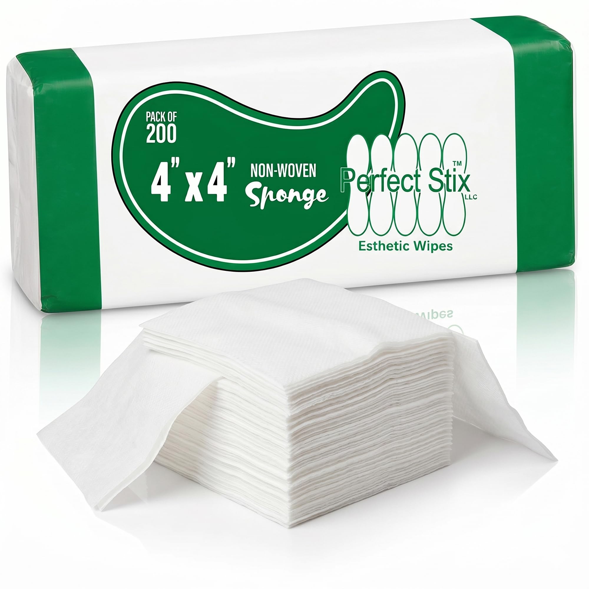 Perfectware Collection 4-Ply Disposable Esthetic Wipes, Non-Woven, Latex-Free, Soft and Durable, 4" x 4", 200 Count, for Salon and Spa Use