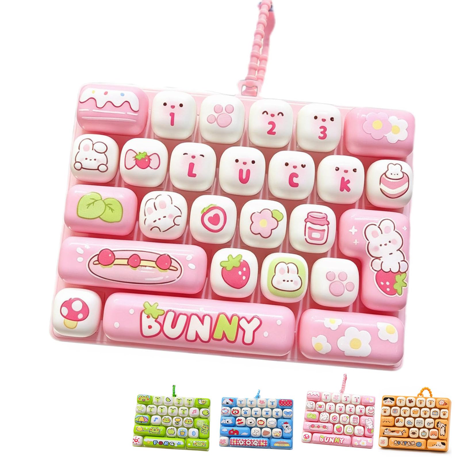 OLYGEE Keyboard Fidget,26-Key Clicky Keyboard Fidget Toy Keychain (Pink-A) โ image 1