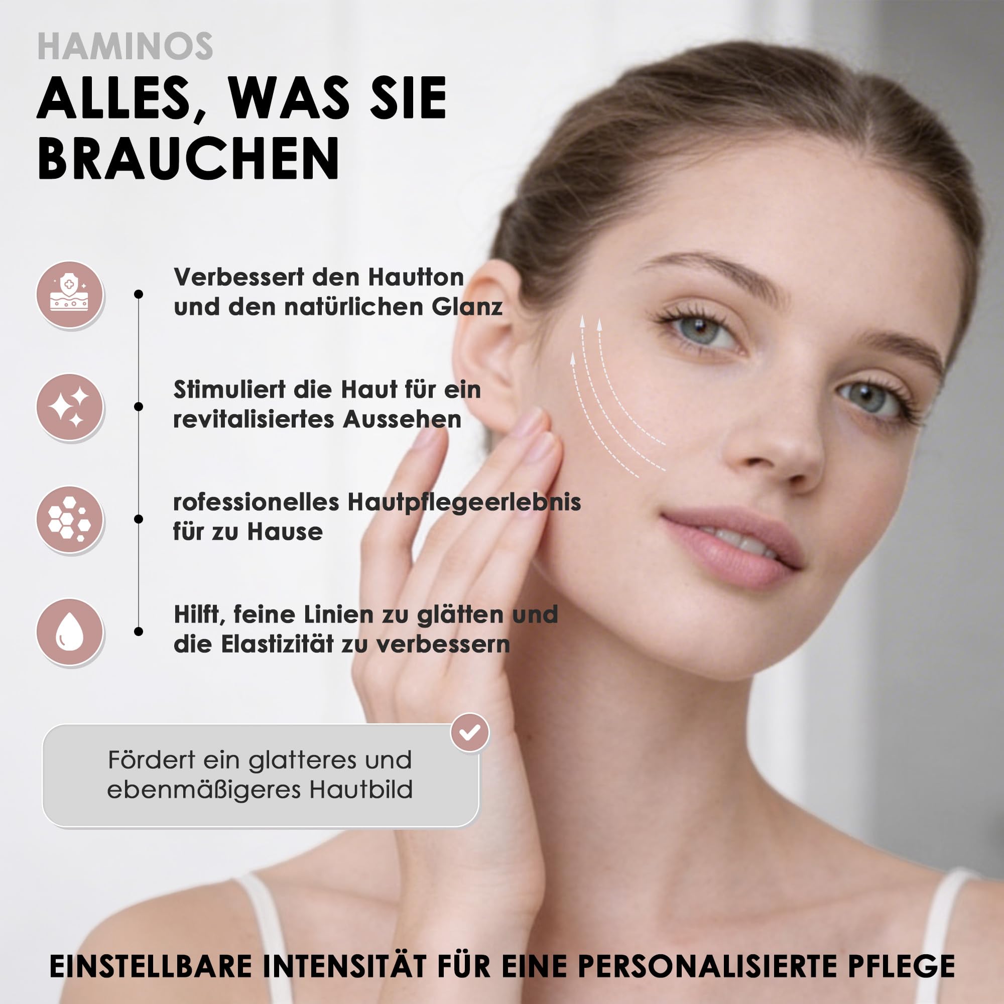 Mikrostrom Gesichtsmassagegerät mit 3D Roller - Gesichts- & Körperformwerkzeug für Kiefer, Nacken, Arme und Beine, 3 Intensitätsstufen, wiederaufladbar (Verwendung mit leitfähigem Gel)