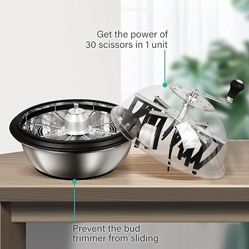 Miniatura 5 de iPower Recortador de cuenco de hoja de brote de 16 pulgadas, cúpula de visibilidad transparente, corte giratorio trenzado con cuchillas afiladas de