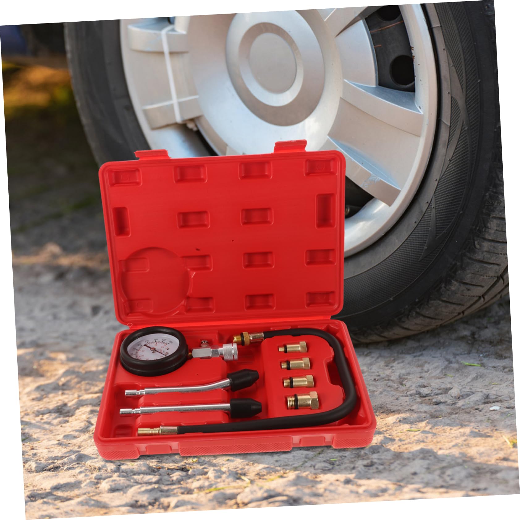 Gatuida 1set Tester Di Compressione Per Motori Benzina e Strumento Di Misura Per Cilindri Con Cassa Di Trasporto Alta Durabilità e Facile Utilizzo