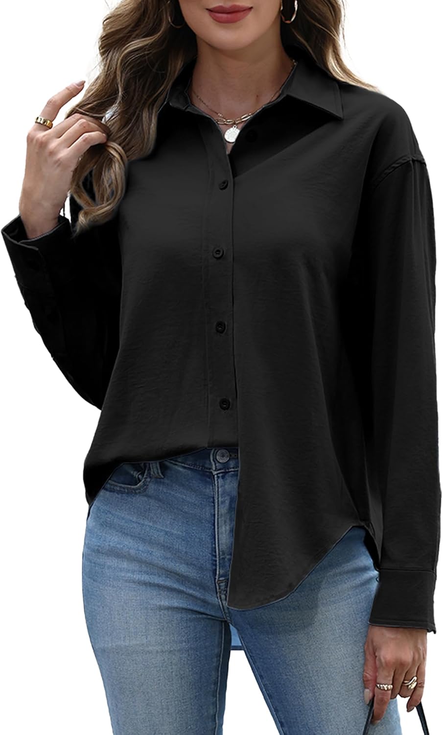 Susclude Button Down Shirts for Women Long Sleeve Womens Dress Shirts Wrinkle-Free Collared Fall Work Business Casual Tops
