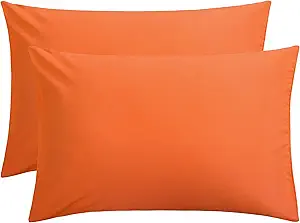 FLXXIE Microfiber Pillow Cases Queen Size Set of 2, Soft Pillowcases with Envelope Closure, Wrinkle Resistant Pillow Covers, 20x30, Orange