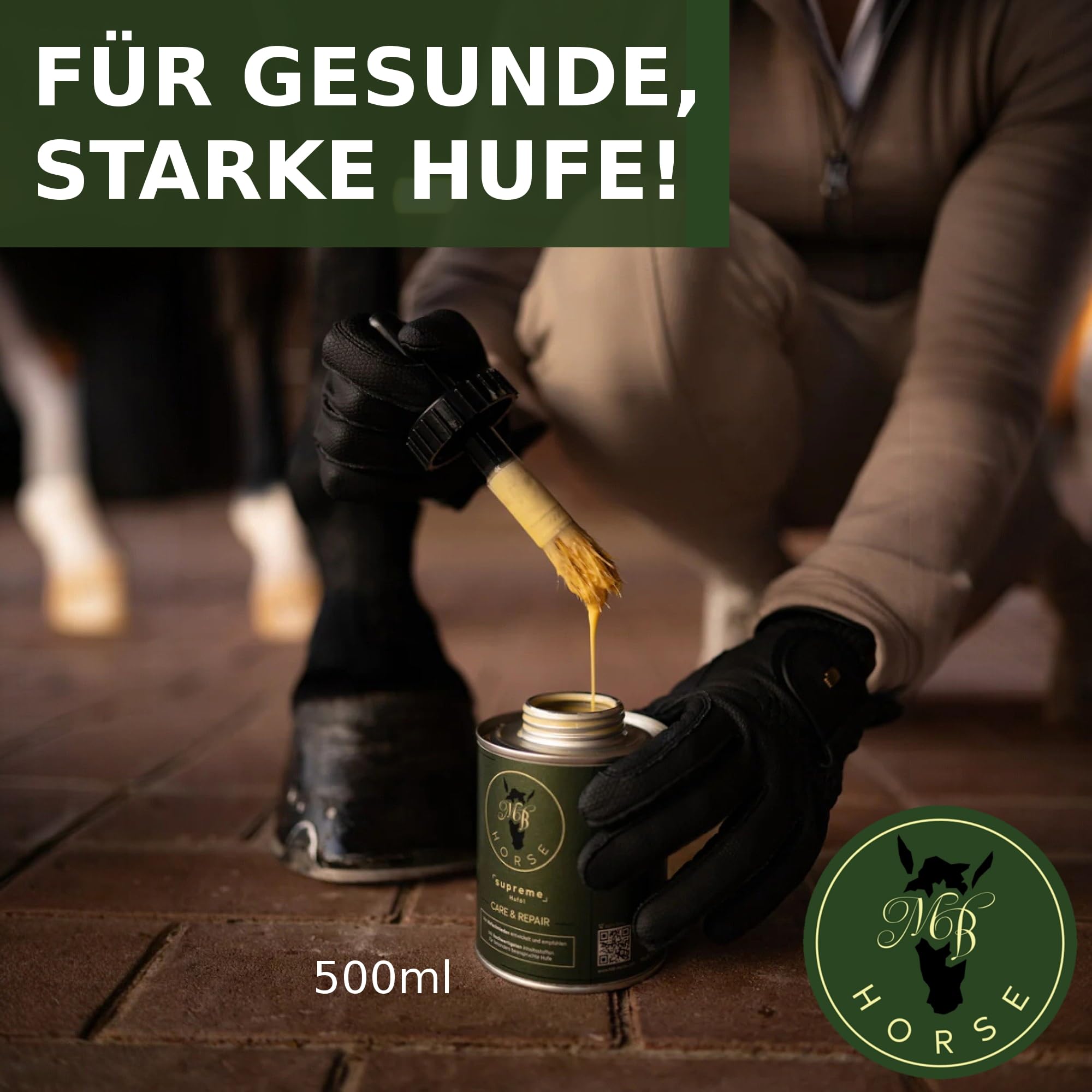 Supreme Huföl Care & Repair, Keratin Biotin Luxus Huföl für Pferde, Pferdeöl Pflegeöl Pferdepflege Hufpflege Hufgesundheit, mit Arganöl Jojobaöl Lorbeeröl Lachsöl Leinöl und mehr