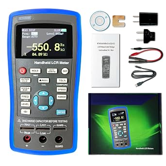 LCR Meter Accuracy 0.3% Handheld Digital Electric Bridge with TFT Display Capacitance Tester Portable Inductance Multifunction Multimeter with Rechargeable Resistance Transistor Tester ET430