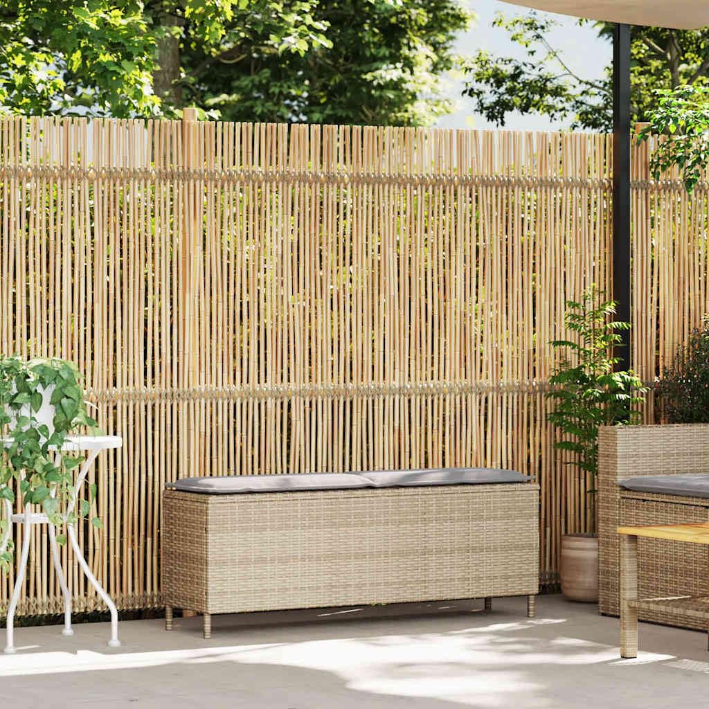 Banco de jardín con cojín, color beige, 110 x 30 x 40,5 cm, polirratán, diseño moderno, estructura de metal resistente, banco esquinero para comedor, balcón, cocina, pasillo, dormitorio