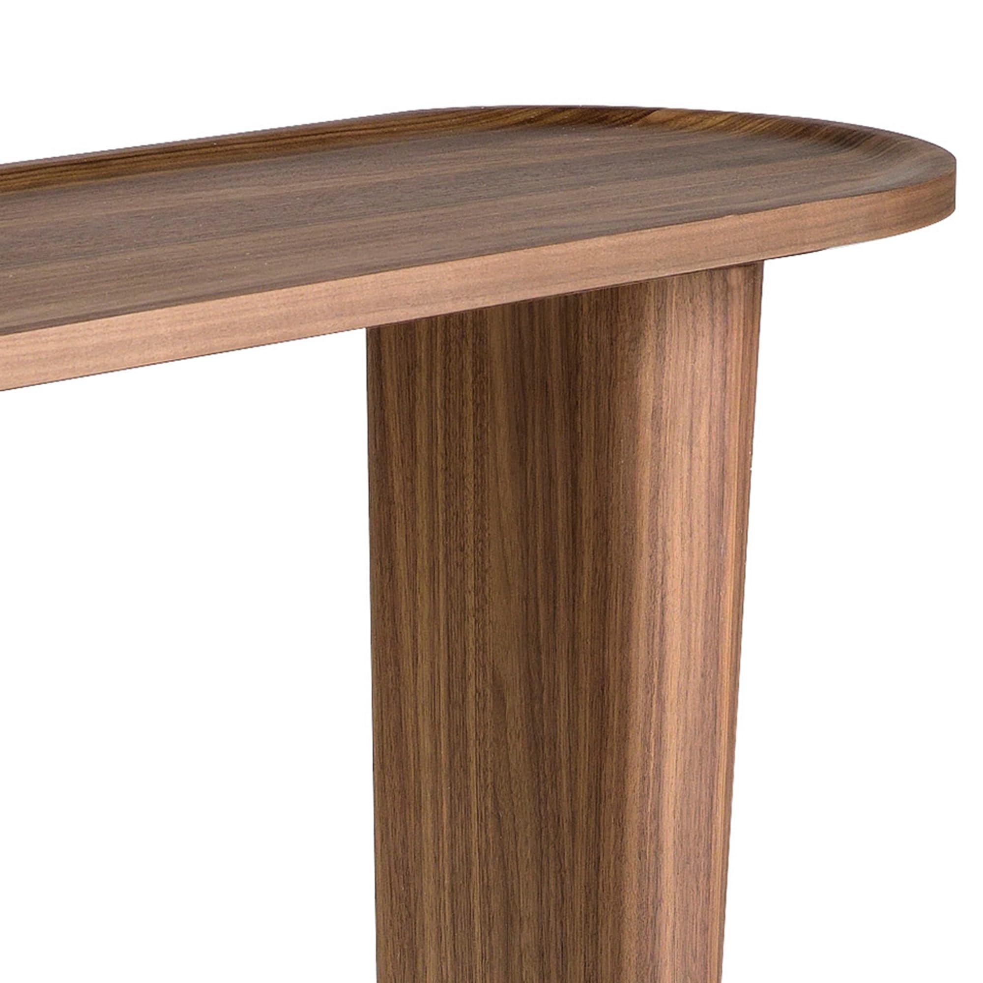 Ángel Cerdá – Halbspitzige Ovale Konsole – Natürliches Walnussfurnierholz – Modernes und Elegantes Design – Wohnzimmermöbel – Beistelltisch – Flurmöbel – Eingangstisch – Ø120 X 40 X 76 cm