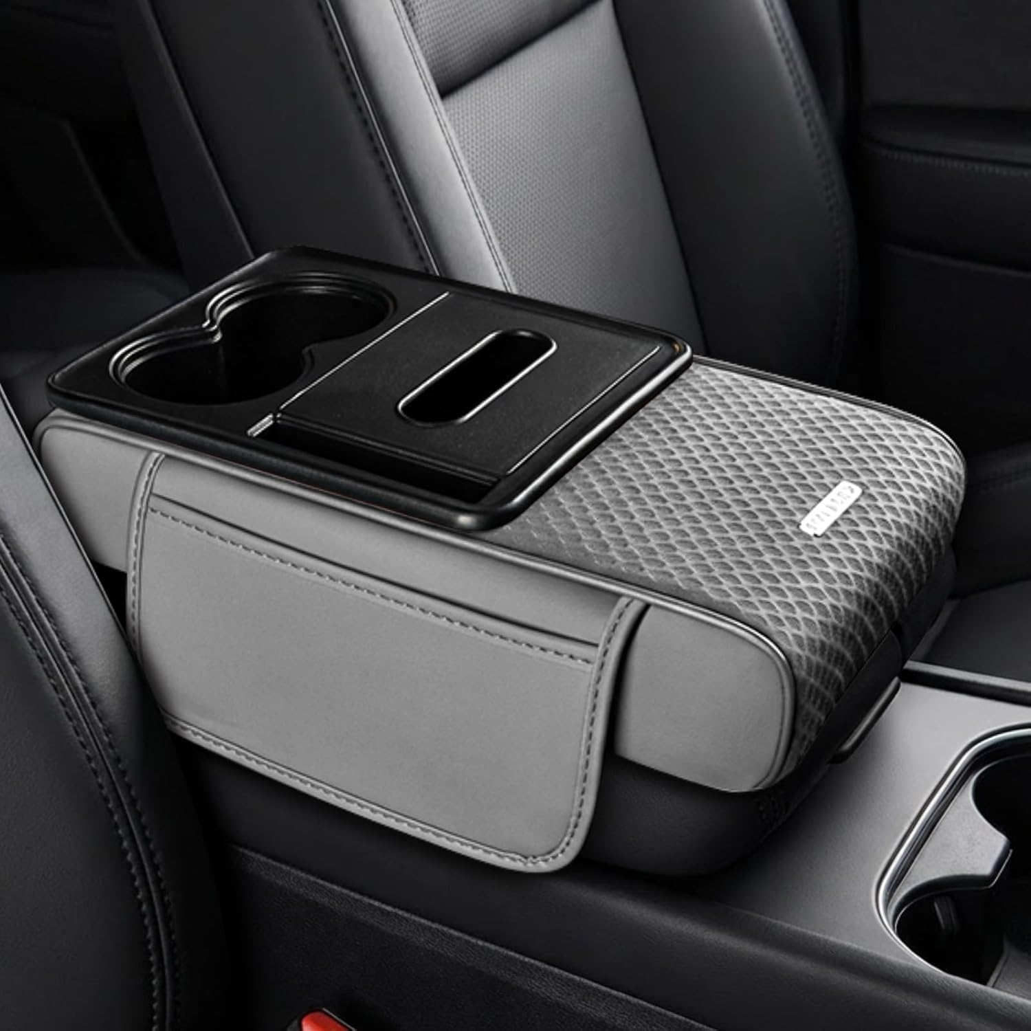 GUOQINGYUANHANG Car Armrest Cover for VW Tiguan Allspace II (5-Sitzer) 2016-2024, Console Lid Protector Waterproof Armrest Cushion Soft Interior Decoration Accessory for Vehicle,Grey