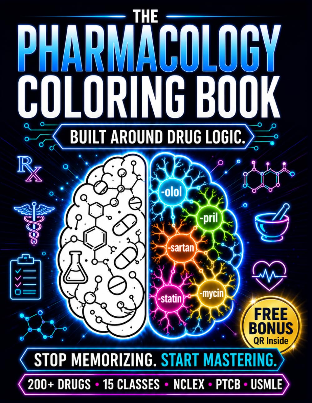 The Pharmacology Coloring Book Built Around Drug Logic: Stop Memorizing, Start Mastering. Learn 200+ Drugs by Class, Suffix and Mechanism — NCLEX, ... for Nursing, Pharmacy and Medical Students
