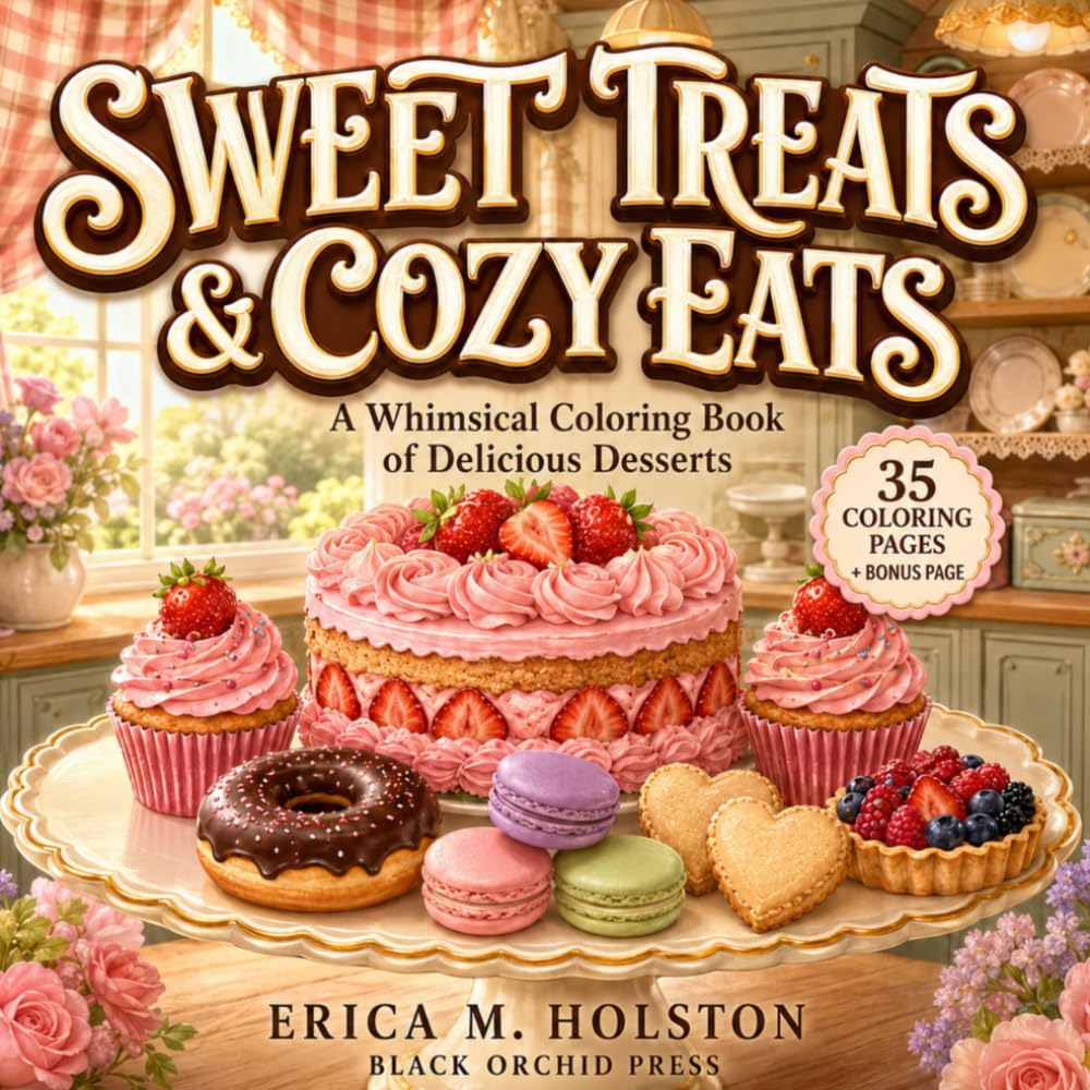 Sweet Treats & Cozy Eats: A Whimsical Coloring Book of Delicious Desserts