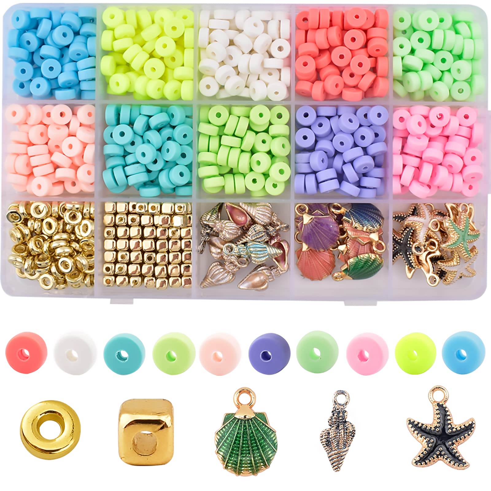 RosMago 42 Colors Bracelet Beads-730 Pc for Bracelets Making Kit-600 Soft Beads for Girls Diy-30 Beautiful Pendants to Make Bracelets-Necklaces-Hair Accessories