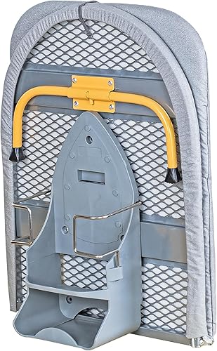 Tabla de planchar plegable de montaje en pared con soporte de hierro, mini tabla de planchar de mesa, diseño portátil compacto, gris