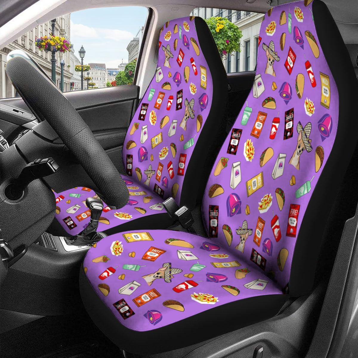 GENANY Taco Dog Car Seat Covers, 2-Piece Front Seat Set image 3