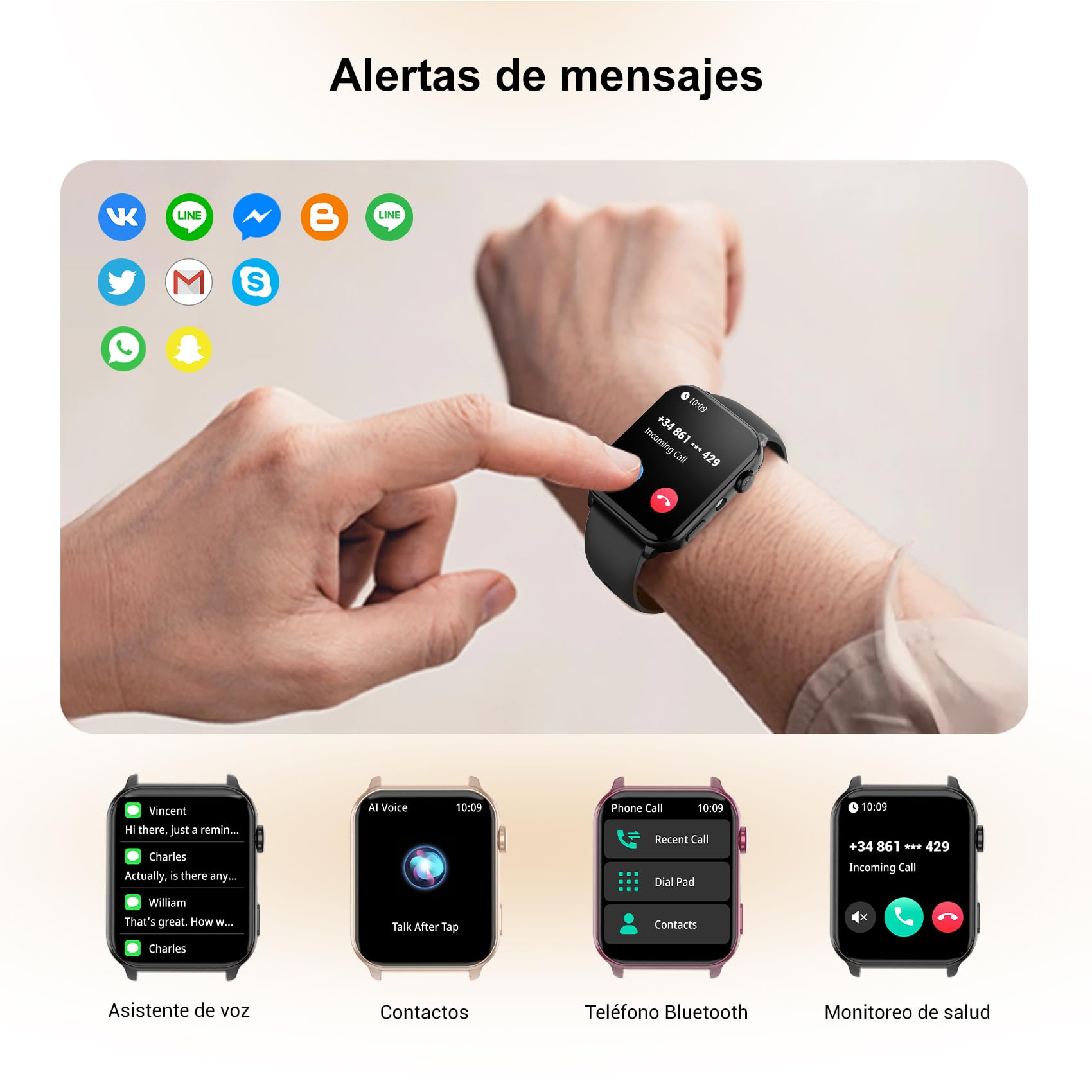 Reloj Inteligente Mujer, Smartwatch Mujer 1.91" con Llamadas Bluetooth, Monitor Cardíaco, Oxímetro, Sueño, 100+ Modos Deportivos, IP68 Impermeable, Pulsera Actividad para Android iOS