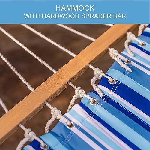 Miniatura 4 de Lazy Daze Hammocks Hamaca doble de tela acolchada de 12 pies con barras separadoras y almohada desmontable, capacidad de peso de 450 libras
