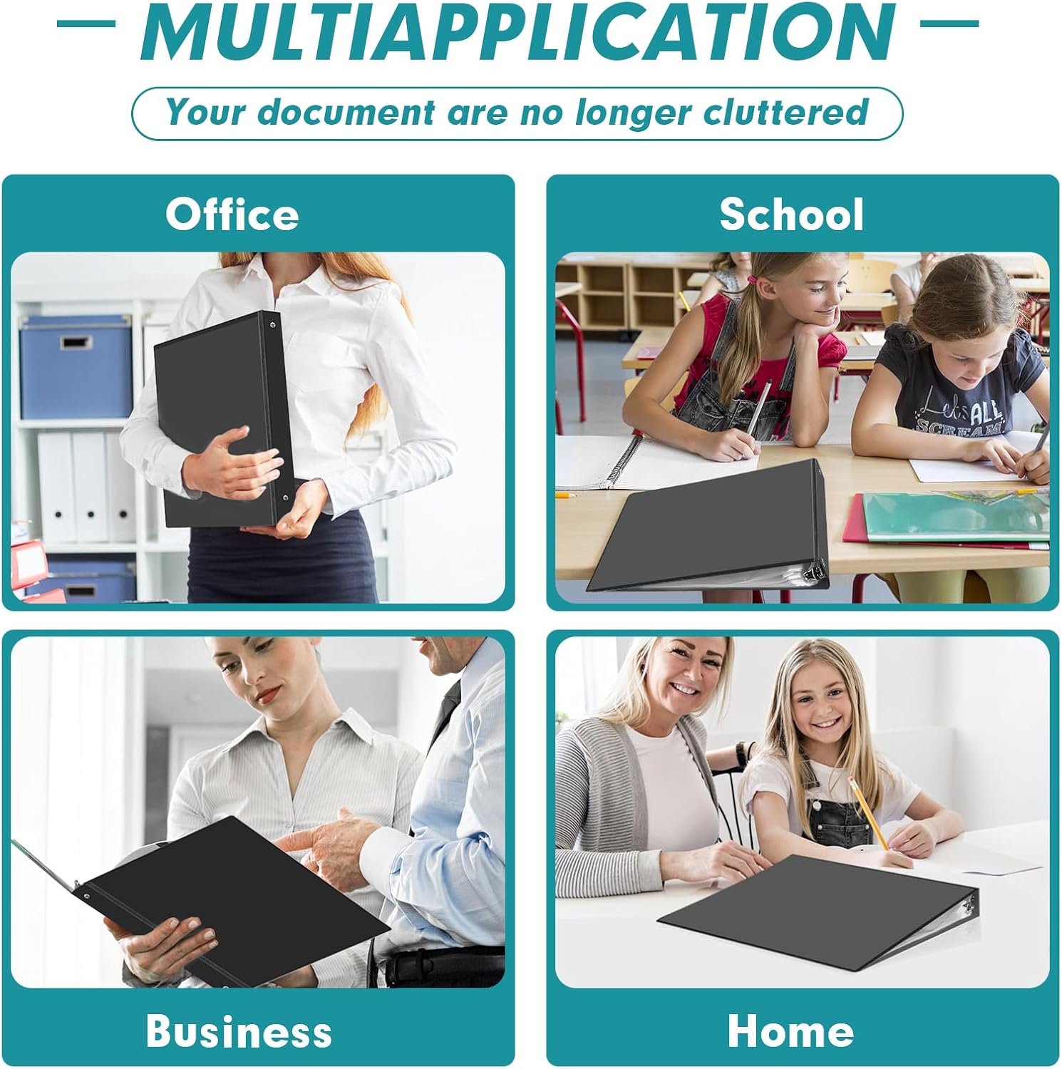 3 Ring Binder 0.5 Inch, PANDRI 12 Pack 0.5-Inch Binder Fits Letter Size 8.5'' x 11'' Paper, Versatile Binders for Office Home School, 2 Pockets, Black