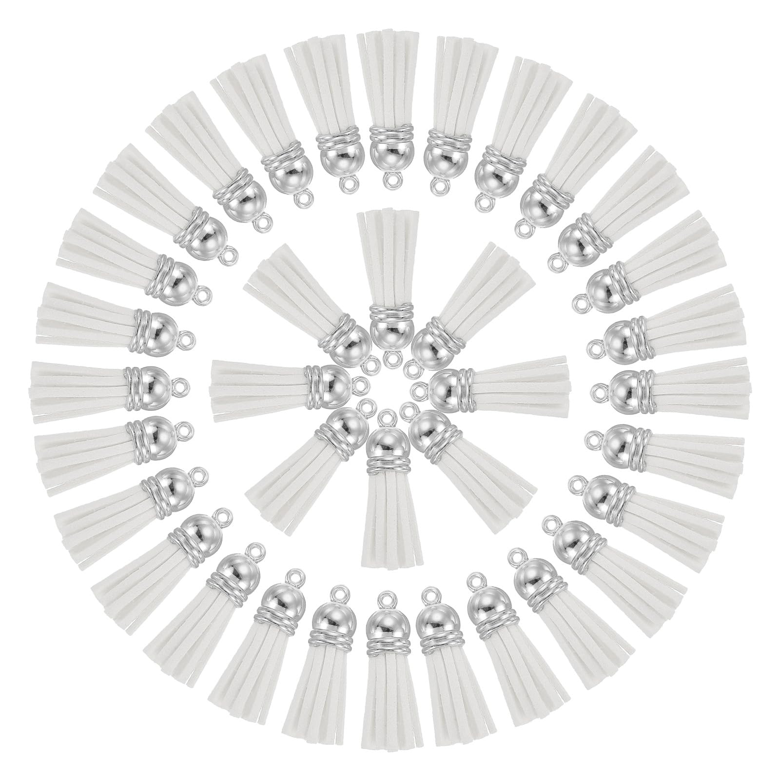 Pompons en cuir blanc 3,8 cm pour fabrication de porte-clés et accessoires DIY