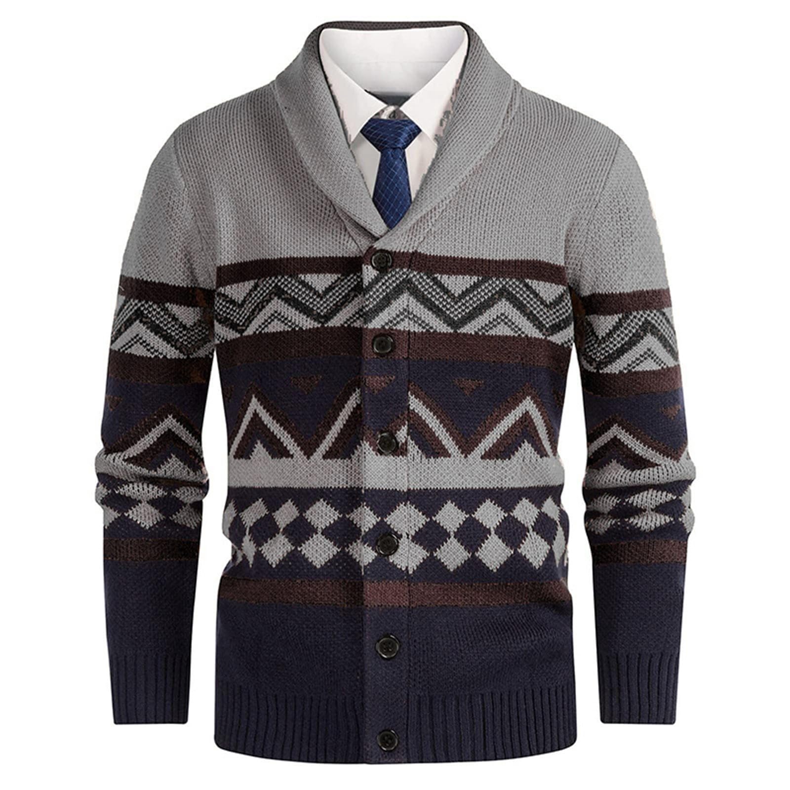 Cardigan Punto Botones Hombre, Chaqueta De Punto Elegante Hombre con Cuello En V Forrado con Botones De Punto Grueso Chaqueta De Transición Cálida Rebecas con Botones Y Bolsillos para Otoño Invierno