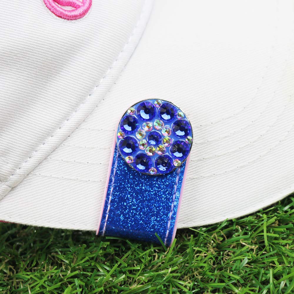 GOLTERS Bling Golf Ball Marker with Golf Hat Clip (Blue)