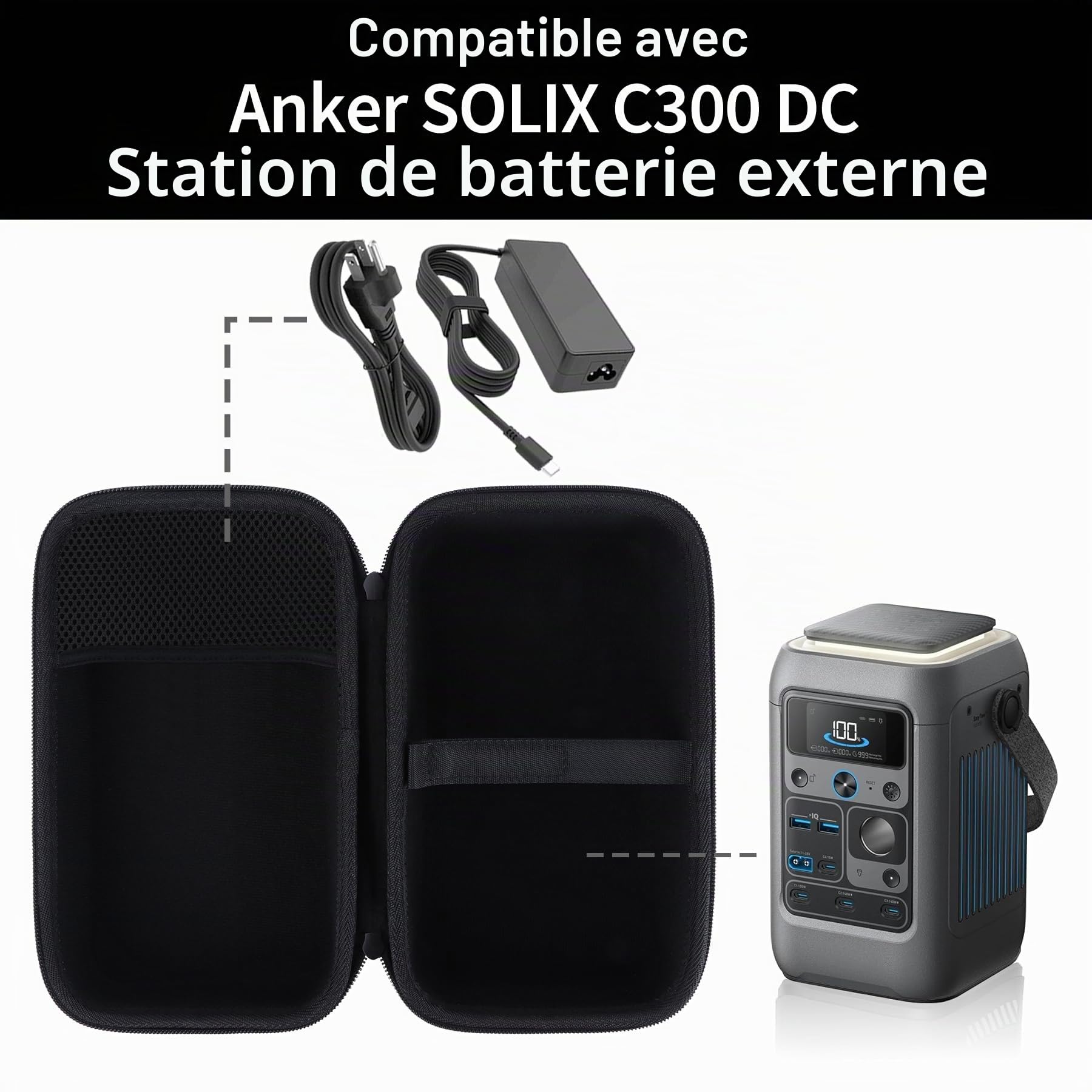 Dur Étui de Protection Compatible avec Anker SOLIX C300 DC PowerBank Station Électrique