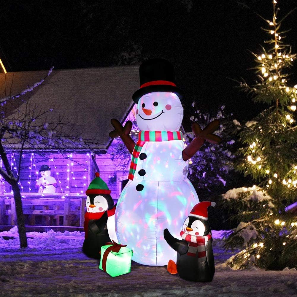 OurWarm 6ft Christmas Inflatables Outdoor Decorations, Blow Up Snowman Penguins Inflatable with Rotating LED Lights for Christmas Indoor Outdoor Yard Garden Decorations - Image 6