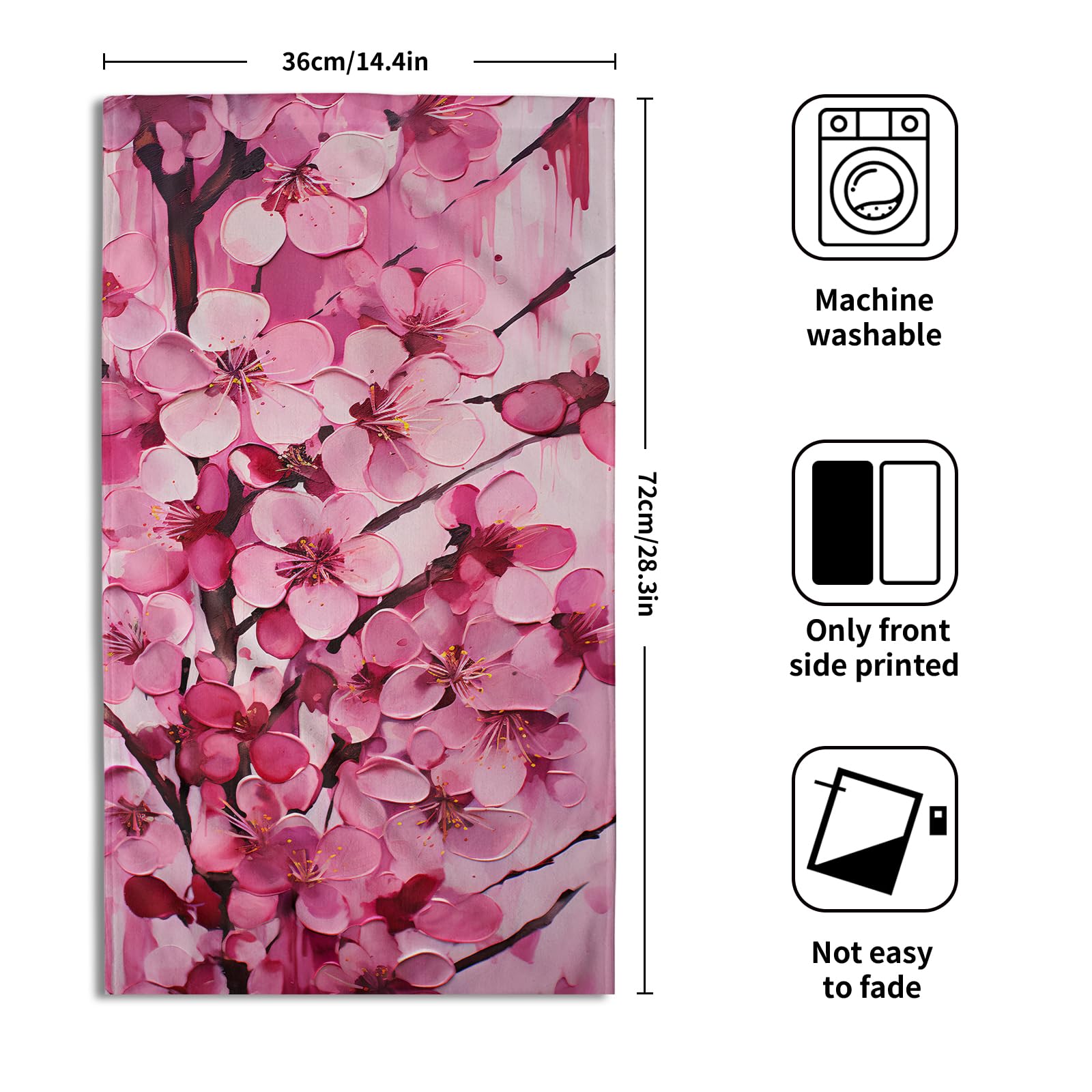 Geschirrtücher Mit Kirschblüten-Muster – Saugfähig, 2 Stück 40x60 Cm – Dekorative Küchentücher Aus Baumwoll-Polyester