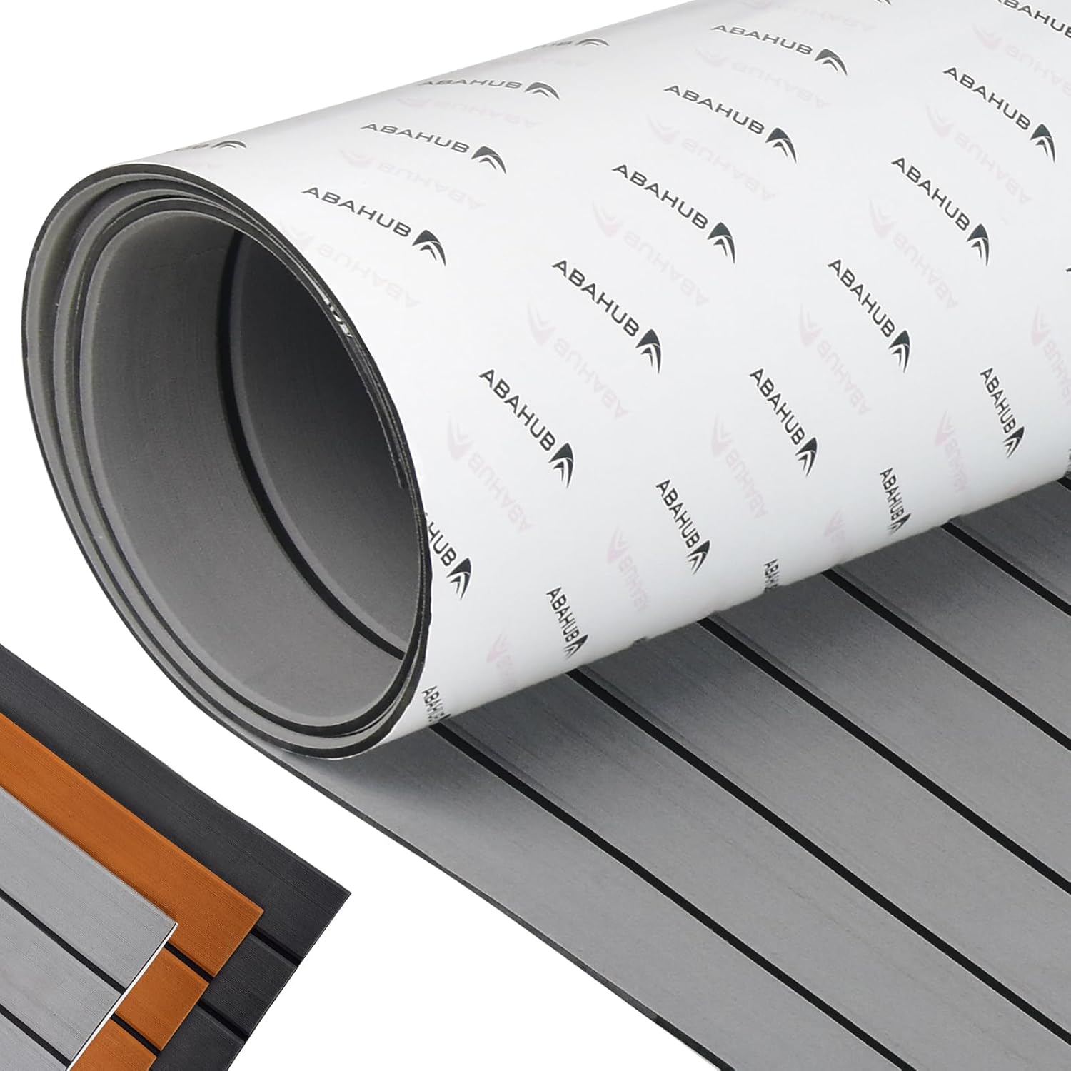 Abahub EVA Foam Boat Decking 96''x45.6''/36''/28.8''/24''/16.8'', 48''x16.8'' Self-Adhesive Faux Teak Marine Flooring Sheet Traction Pad for Boats Surfboard Swim Platform RV Floor Gray with Black Lines 96''x45.6''-30.4sqft
