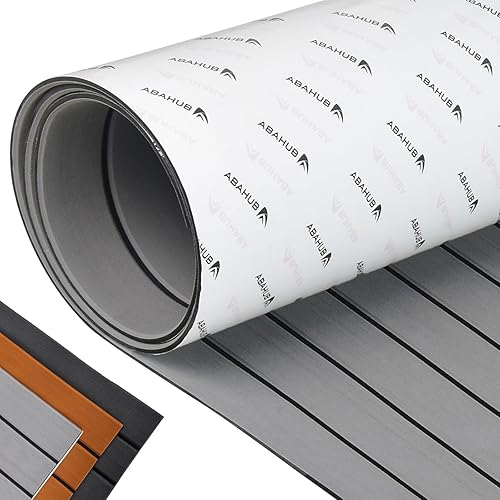 Abahub EVA Foam Boat Decking 96''x45.6''/36''/28.8''/24''/16.8'', 48''x16.8'' Self-Adhesive Faux Teak Marine Flooring Sheet Traction Pad for Boats Surfboard Swim Platform RV Floor