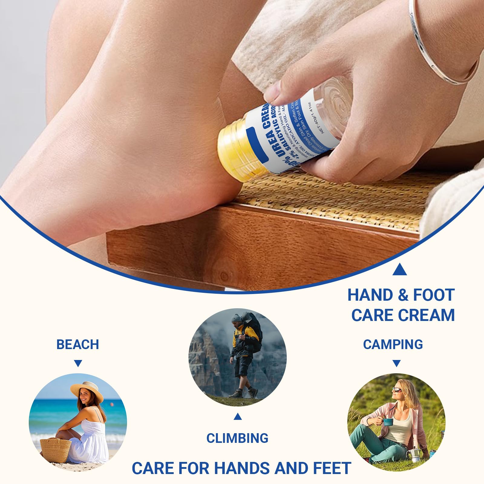 Crème à l'Urée 60% 40g, Crème pour les Pieds Secs et Fissurés, Crème Crevasse pour Talons Gercés, Crème Pieds Réparatrice Hydratante, pour Pieds Très Secs et Abîmés, avec Aloe Vera