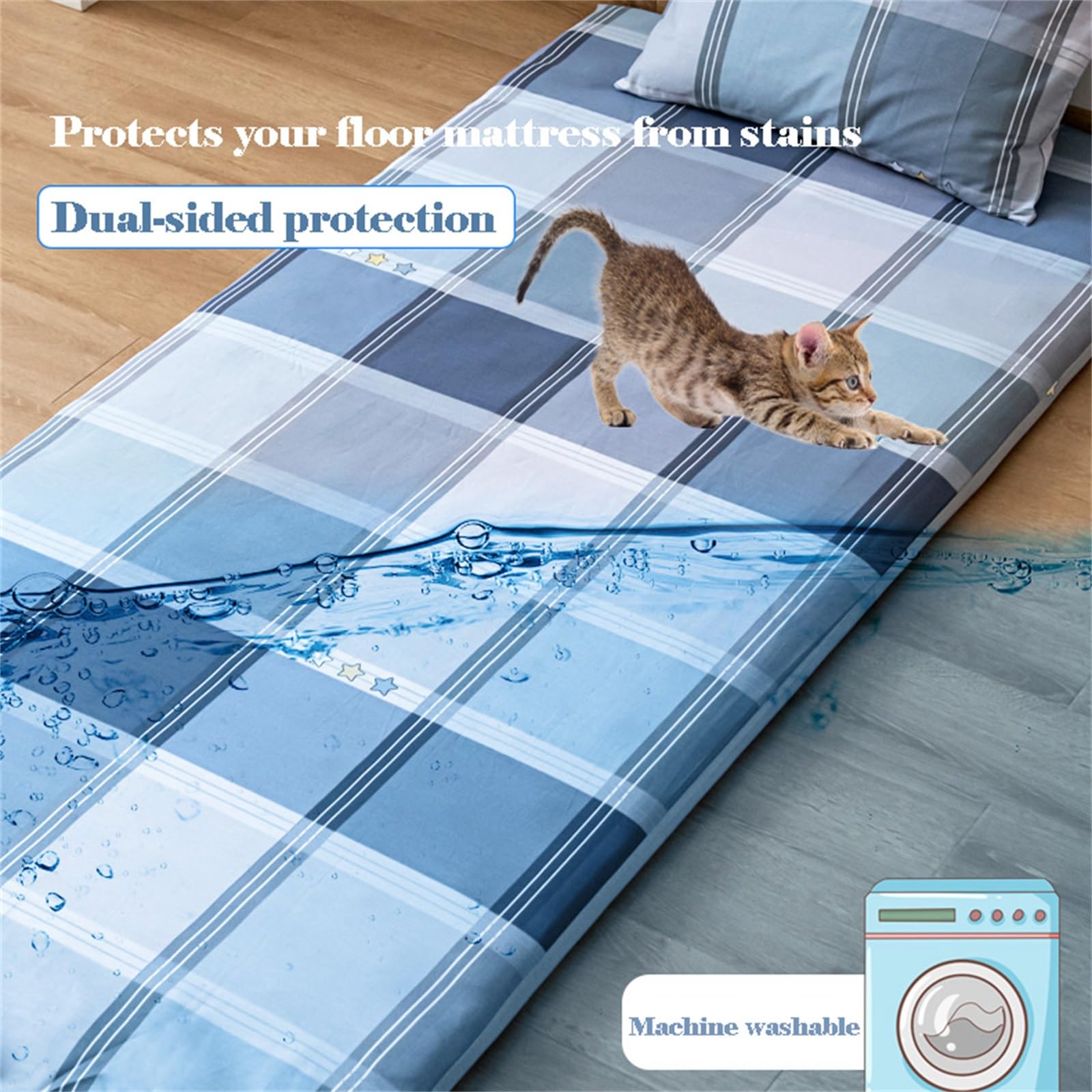 Housse De Futon Japonaise for Matelas De Sol, Housse De Futon Japonaise À Fermeture Éclair, Housse De Matelas De Sol, Coton, Lavable en Machine(Stripes,80x190cm/32x75in)