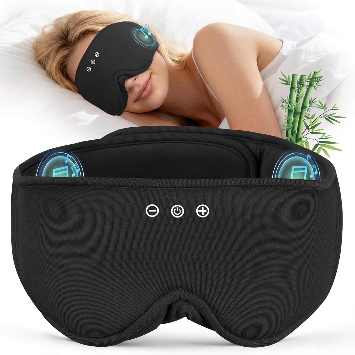 LC-dolida Bluetooth Schlafmaske mit Kopfhörern, Komplettes Blackout & Weich | Weiches 4D-Gewebe,Leichtes Augenmaske Schlafbrille Schlafkopfhörer, HiFi-Sound,Einstellbarer Riemen,15-Stunden-Akku