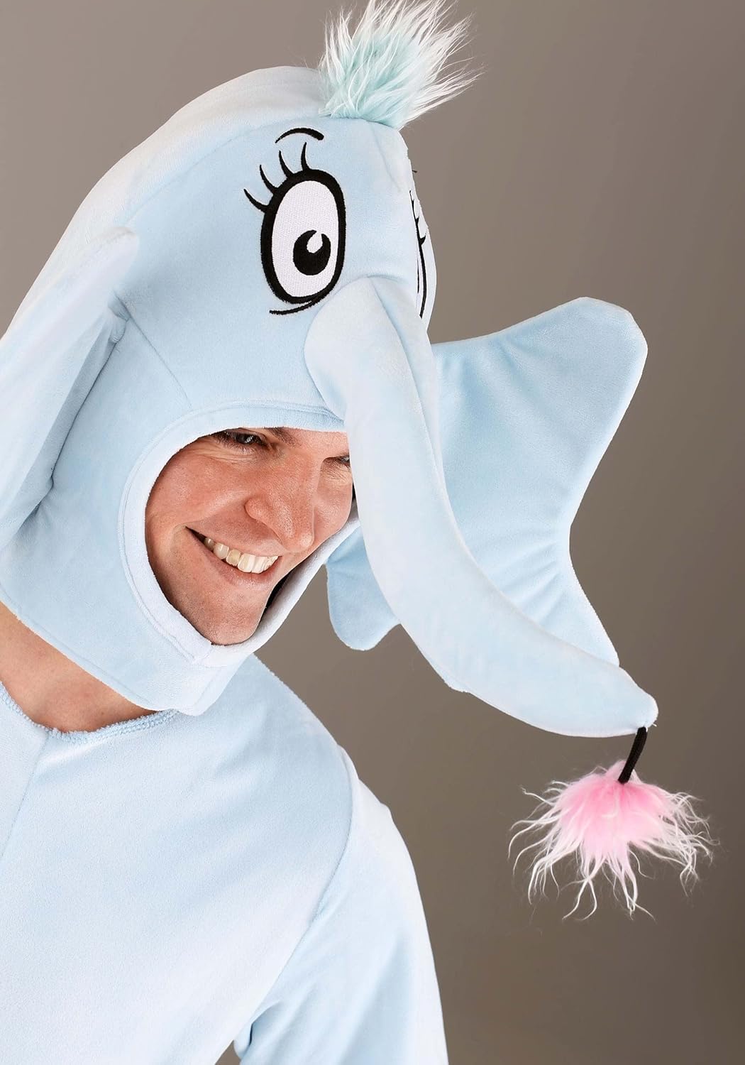 Dr. Seuss Horton Adult Costume - Velour Jumpsuit with Headpiece, Sewn-On Tail, Officially Licensed - Image 8