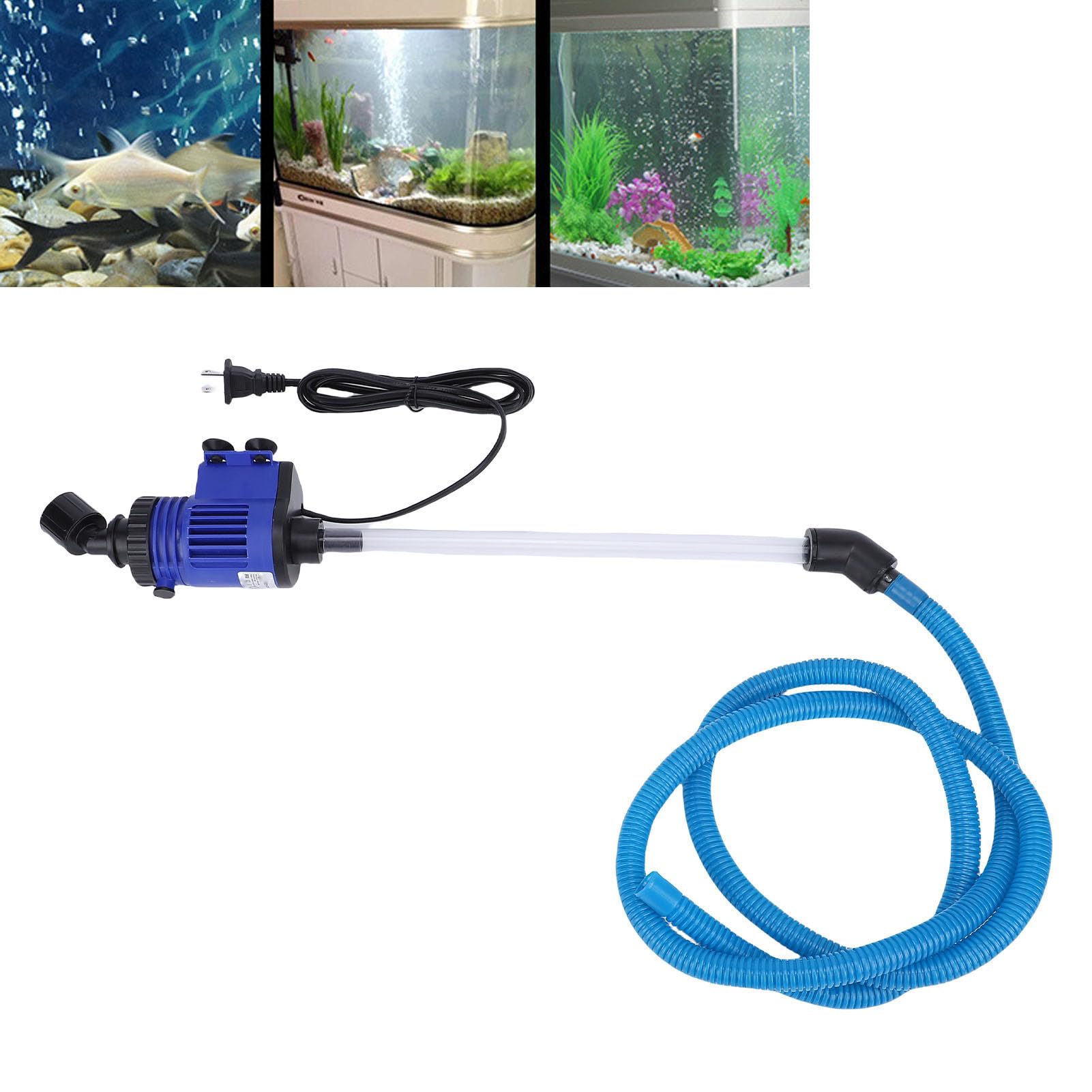 Fockety Nettoyeur de Gravier électrique pour Aquarium, Changeur d'eau Efficace pour Nettoyer Les Déchets de Poisson et Le Sable, avec Une Forte Puissance D'aspiration (Prise UE 220V)