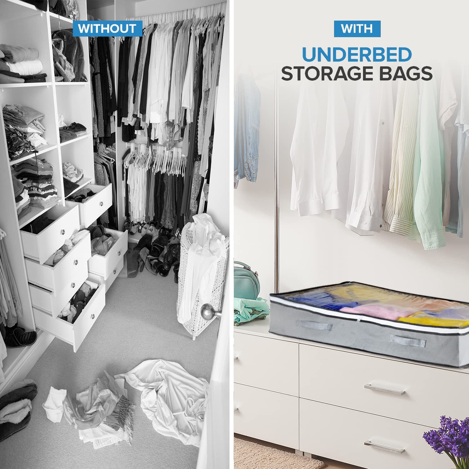 Buy Homicx Under Bed Storage Bag With Zip Pack of 3 Premium NonTear