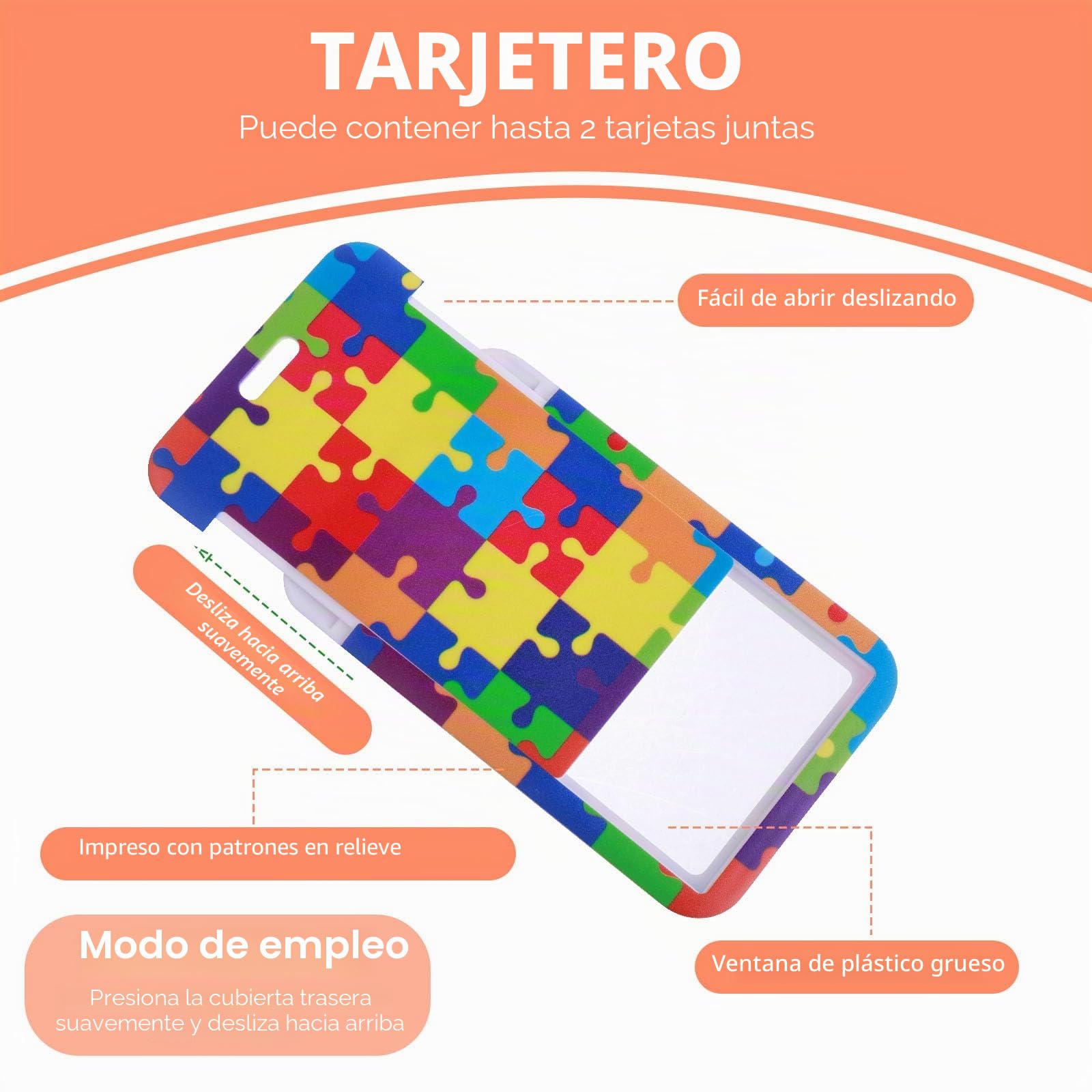 Amaxiu Porta tarjetas de identificación retráctil para concienciación sobre el autismo, carrete de insignia y protector de tarjetas de crédito resistente