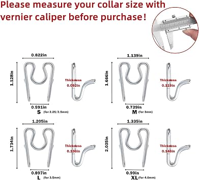 6 Pack Extra Links Prong Collar for Dog- Replacement 3.0mm Stainless Steel Pinch Collar for Dogs Links Extra Training Collar Links Thickness Measure
