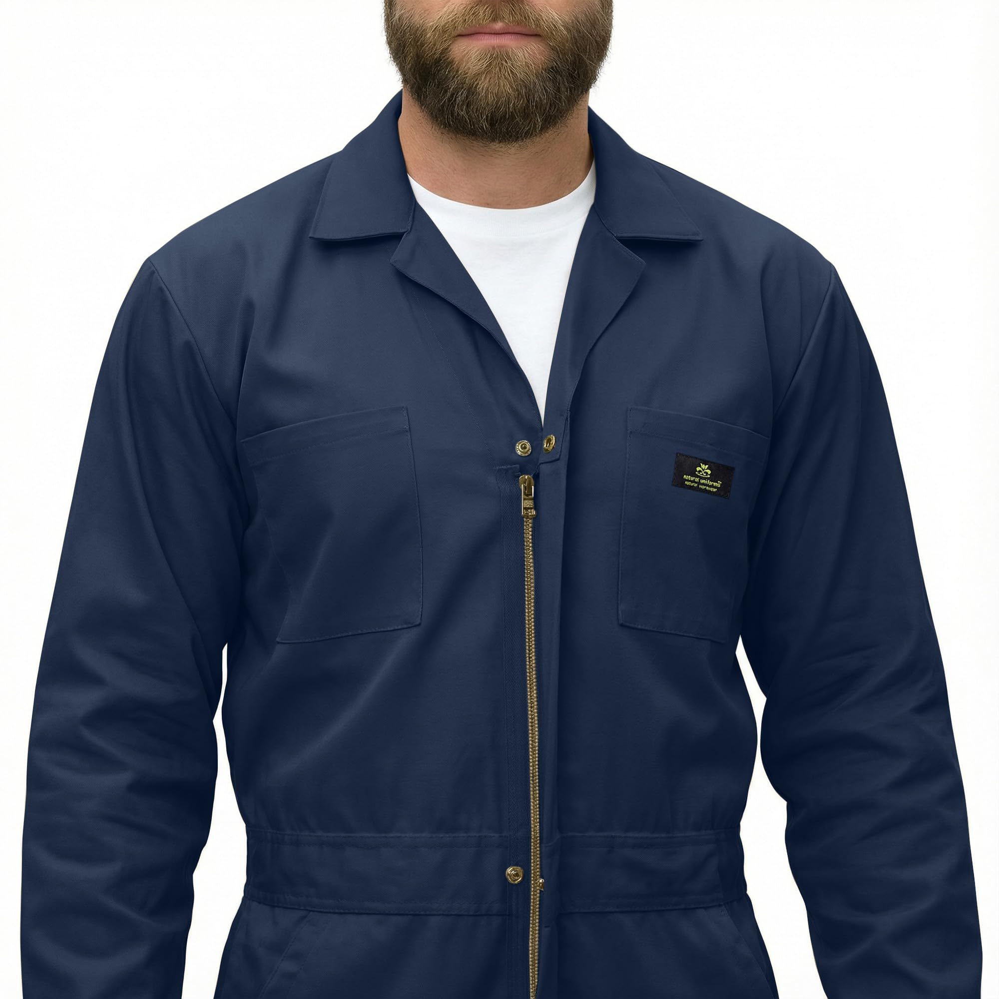 Natural Uniforms Langärmeliger Herren-Overall mit Reißverschluss, flecken- und knitterarm