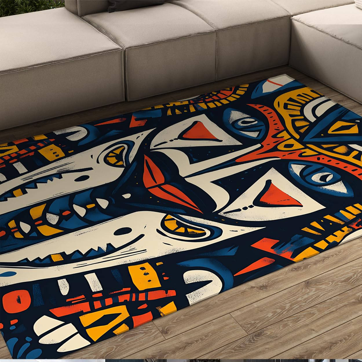 Tapis de porte à motif totem ethnique pour un salon chaleureux