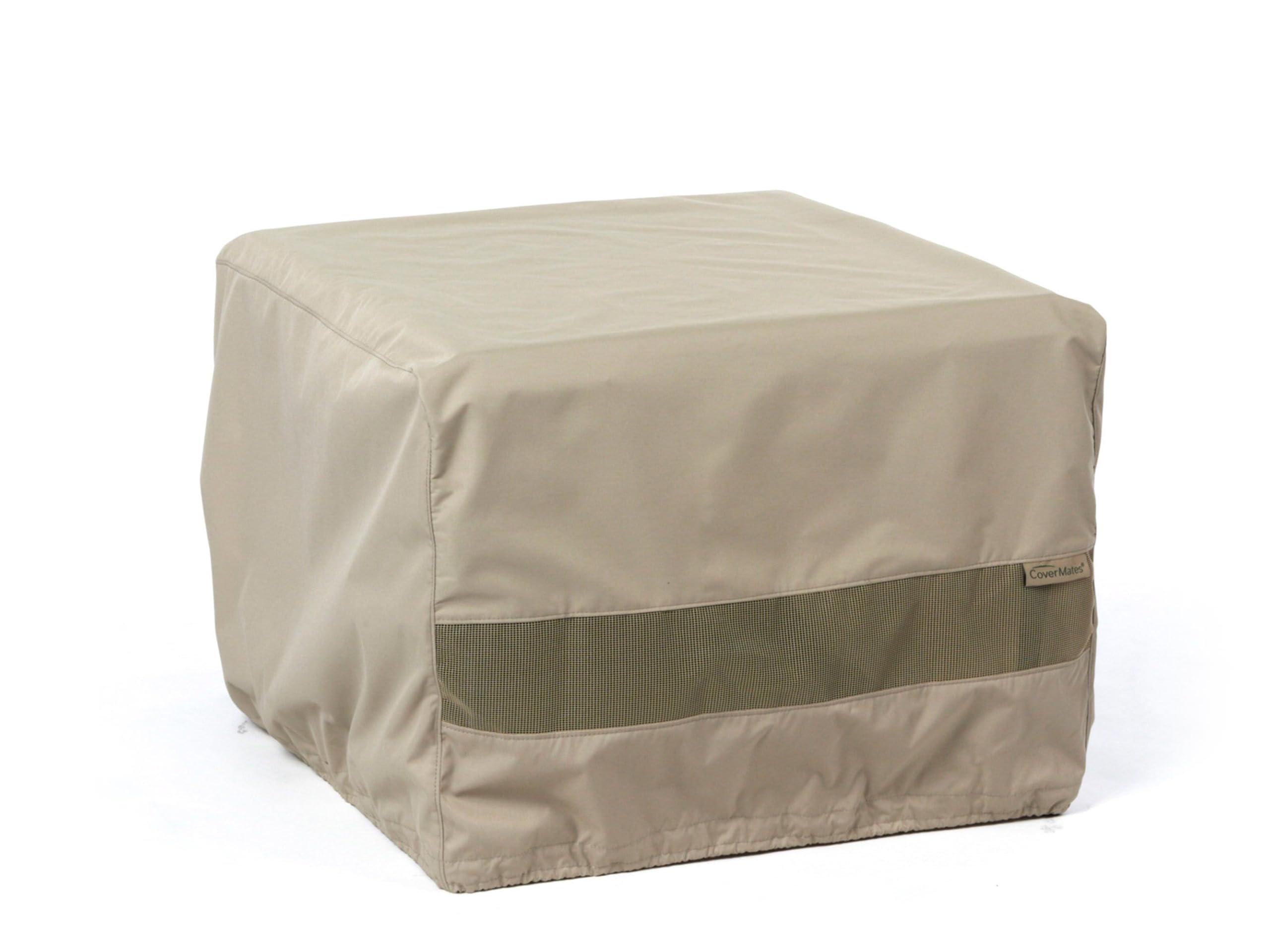 Covermates Elite Square Ottoman Cover – Heavy-Duty 300D Polyester, Water-Resistant, Mesh Vent, Drawcord & Buckle Straps, Outdoor Patio Seating &