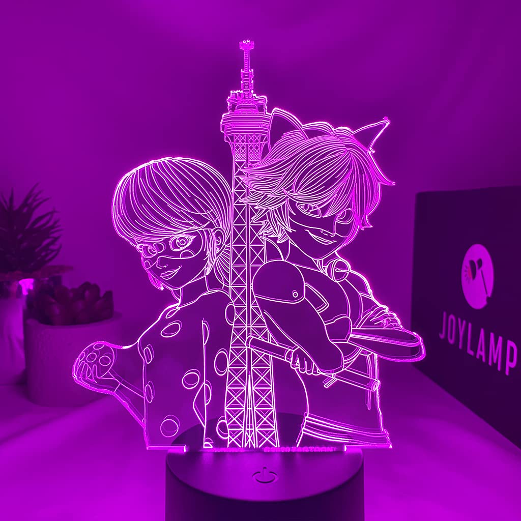 JoyLamp Miraculous - Collezione ufficiale x Miraculous, 16 colori + telecomando, lampade 3D Miraculous