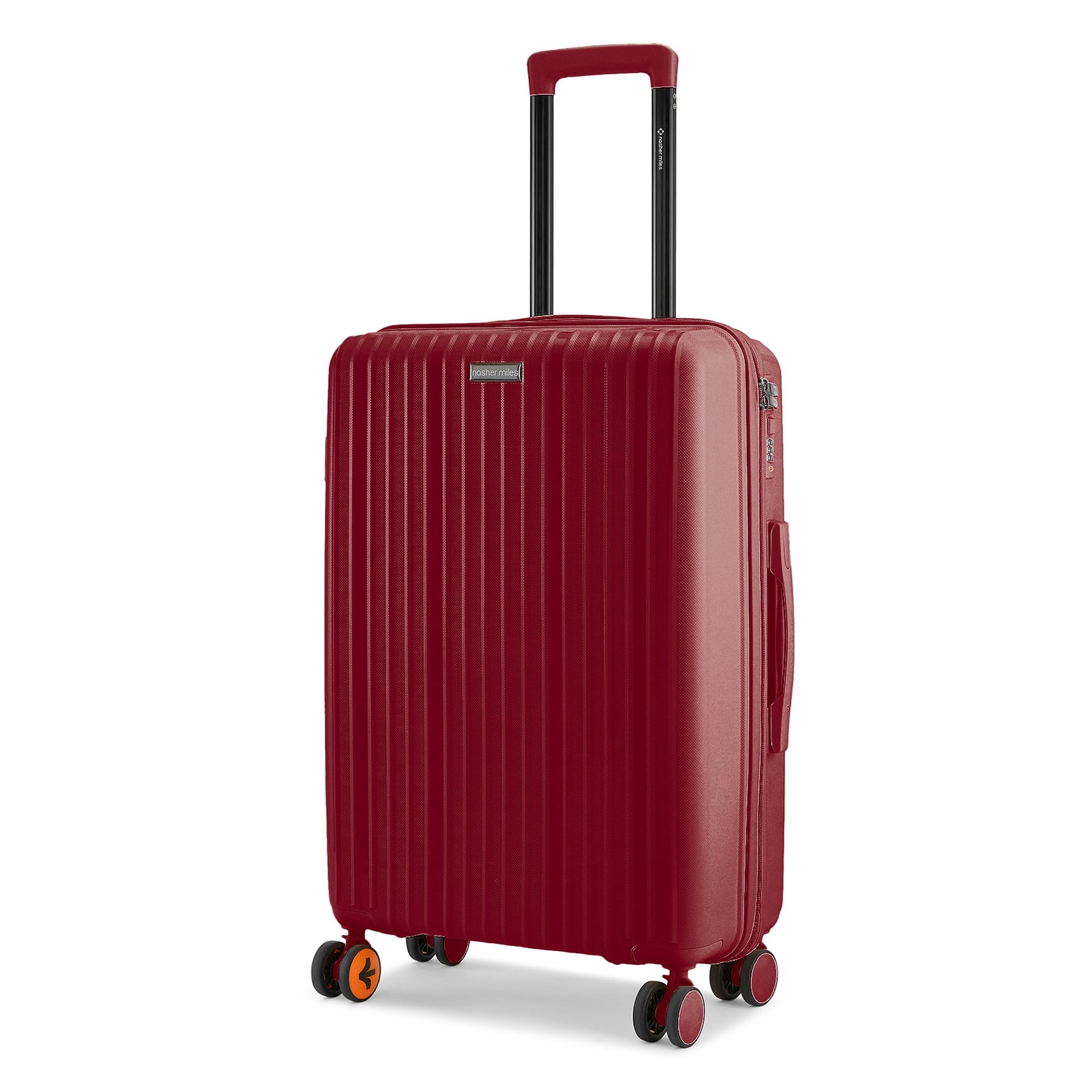 Pondicherry Hard-Sided Polypropylene Check-in Luggage 24 inch | 65cm | 8 Wheels Medium Trolley Bag for Travel | Suitcase (Maroon)