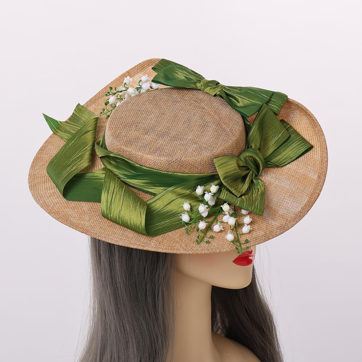 COSDREAMER Chapeau de Soleil Victorien pour Filles et Femmes avec nœuds et Fleurs
