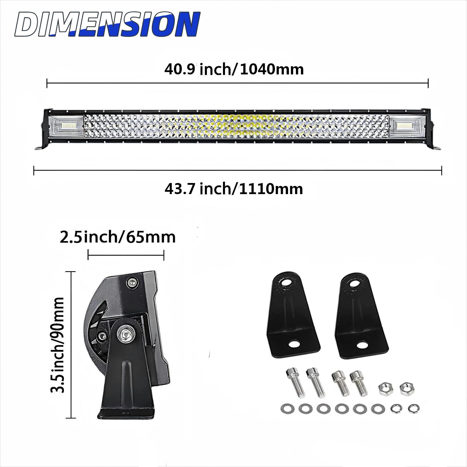 Reflektor roboczy LED 42 cale 540 W, 3 rzędy, dodatkowe światło do ciągnika, samochodu, 4 x 4 SUV, 42 cale (540 W)