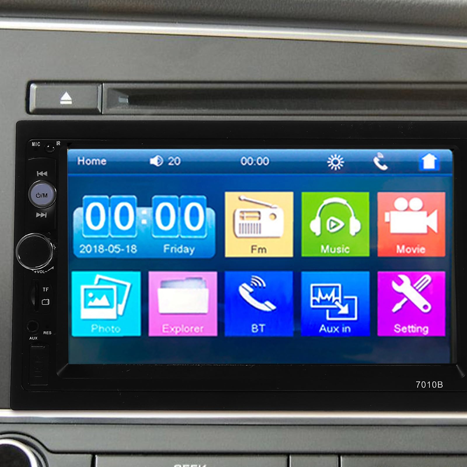 Ipetboom Pantalla de Radio para Coche Estéreo de Coche con Conectividad Inalámbrica Doble DIN 800 * 480 Fm87.5-108mhz para Móvil con Cámara y Control Volante