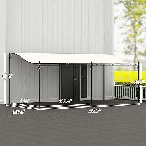 Miniatura 25 de Outsunny Pérgola de aluminio para patio de 10 x 13 pies con toldo retráctil para pérgola, refugio de sombra para porche, fiesta al aire libre, Marrón