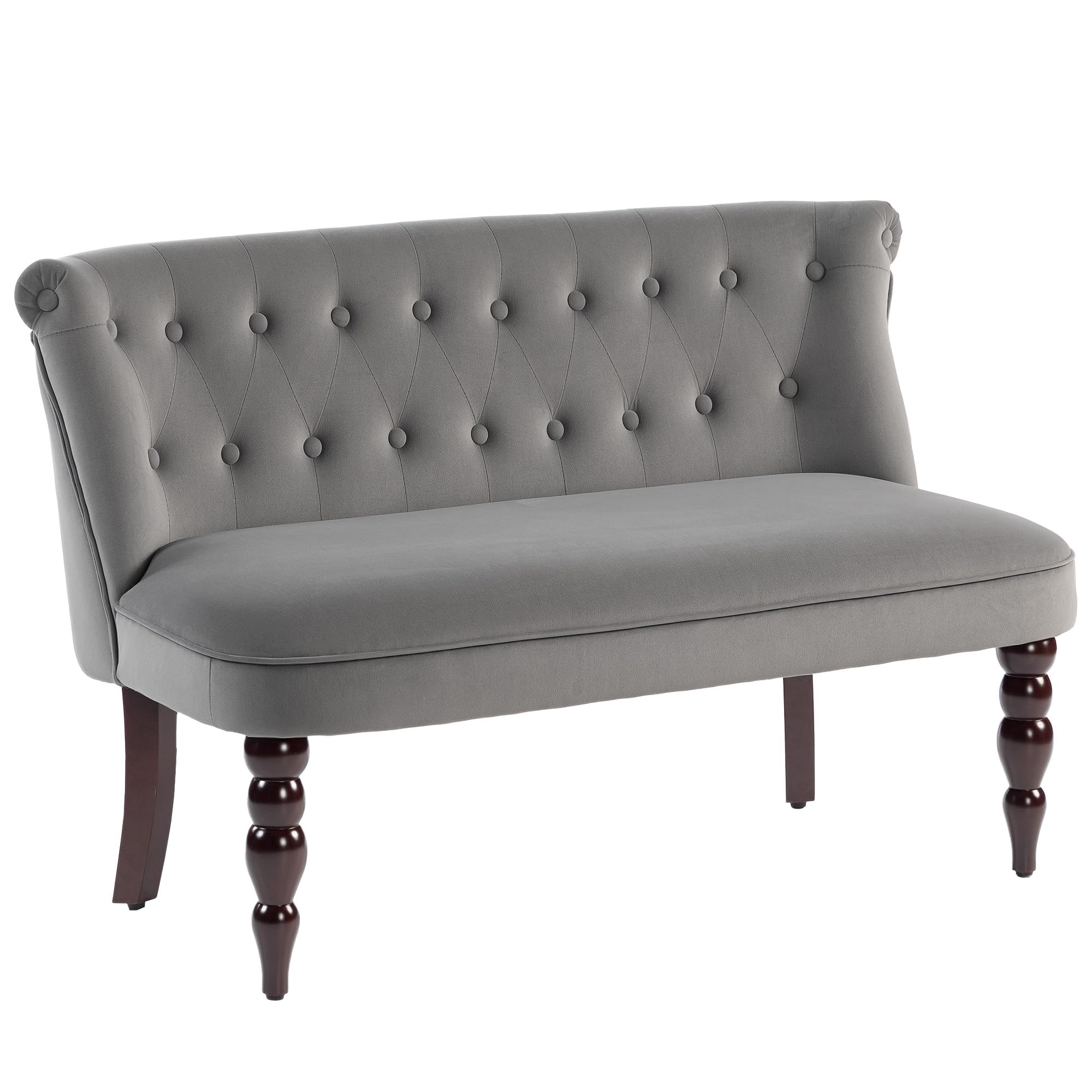 HOMCOM Velvet 2 Seater Sofa Button Tufted Wingback Loveseat Charcoal Grey