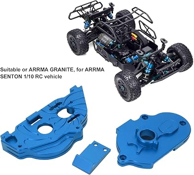 RC Gearbox Kit, Metal Transmission Gear Box with Screws Upgrade Replacement Parts for ARRMA Granite SENTON 1/10 RC Vehicle (Blue)